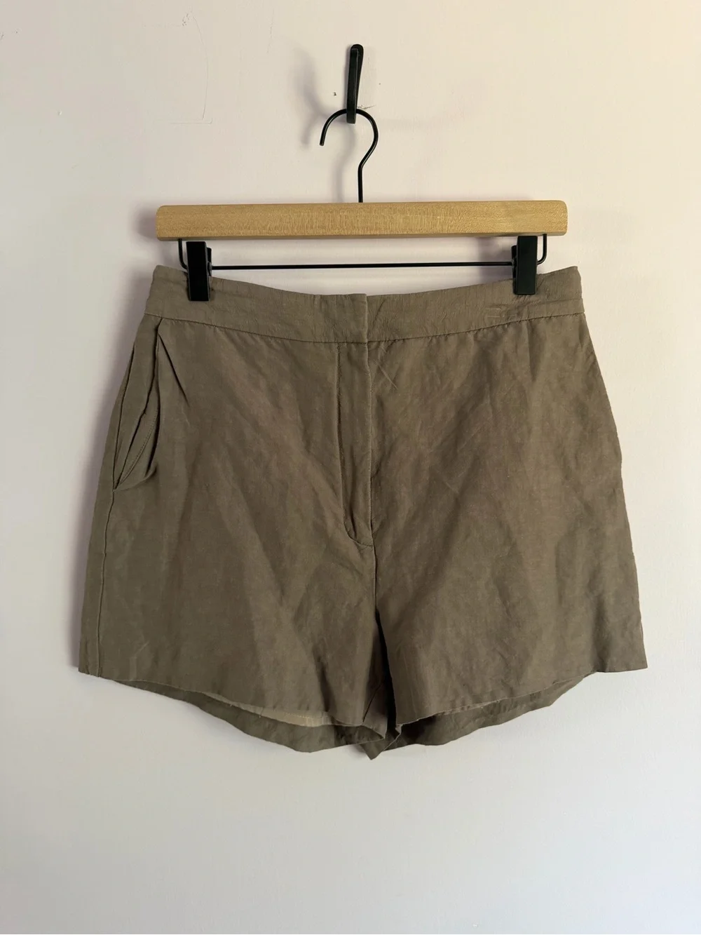 Aritzia Babaton High-Rise Chino Shorts Sable Brown Lined 10